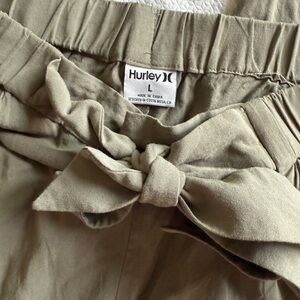Hurley Green Flowy Pants with Bow Tie, Size L